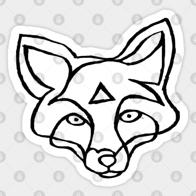 Fox Face Line Drawing for Fox Lover Sticker by badlydrawnbabe